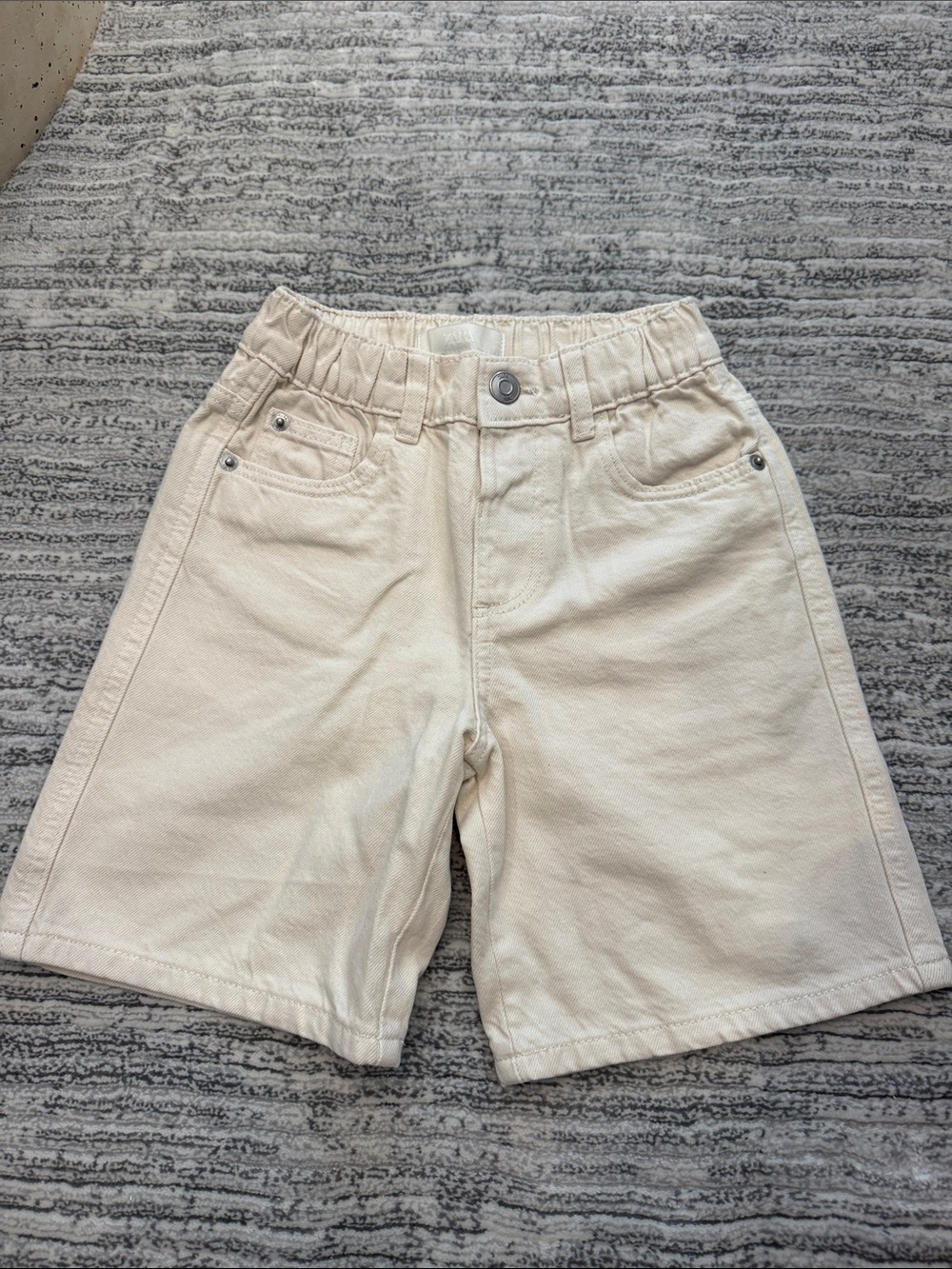 Zara Cream Elastic-Waist Kids Shorts